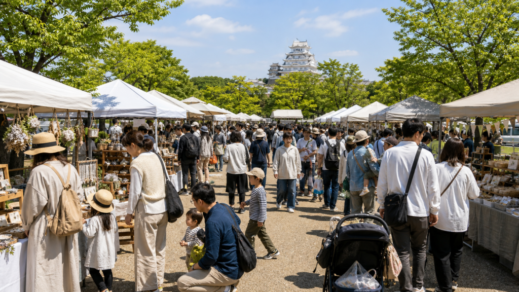 姫路の出店の風景