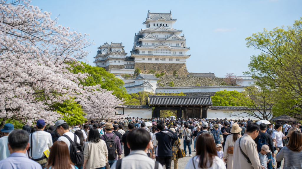 姫路城の混雑状況をイメージ