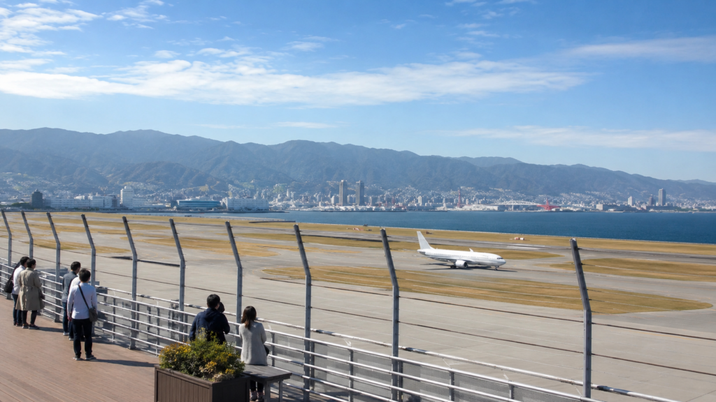 神戸空港　滑走路　風景
